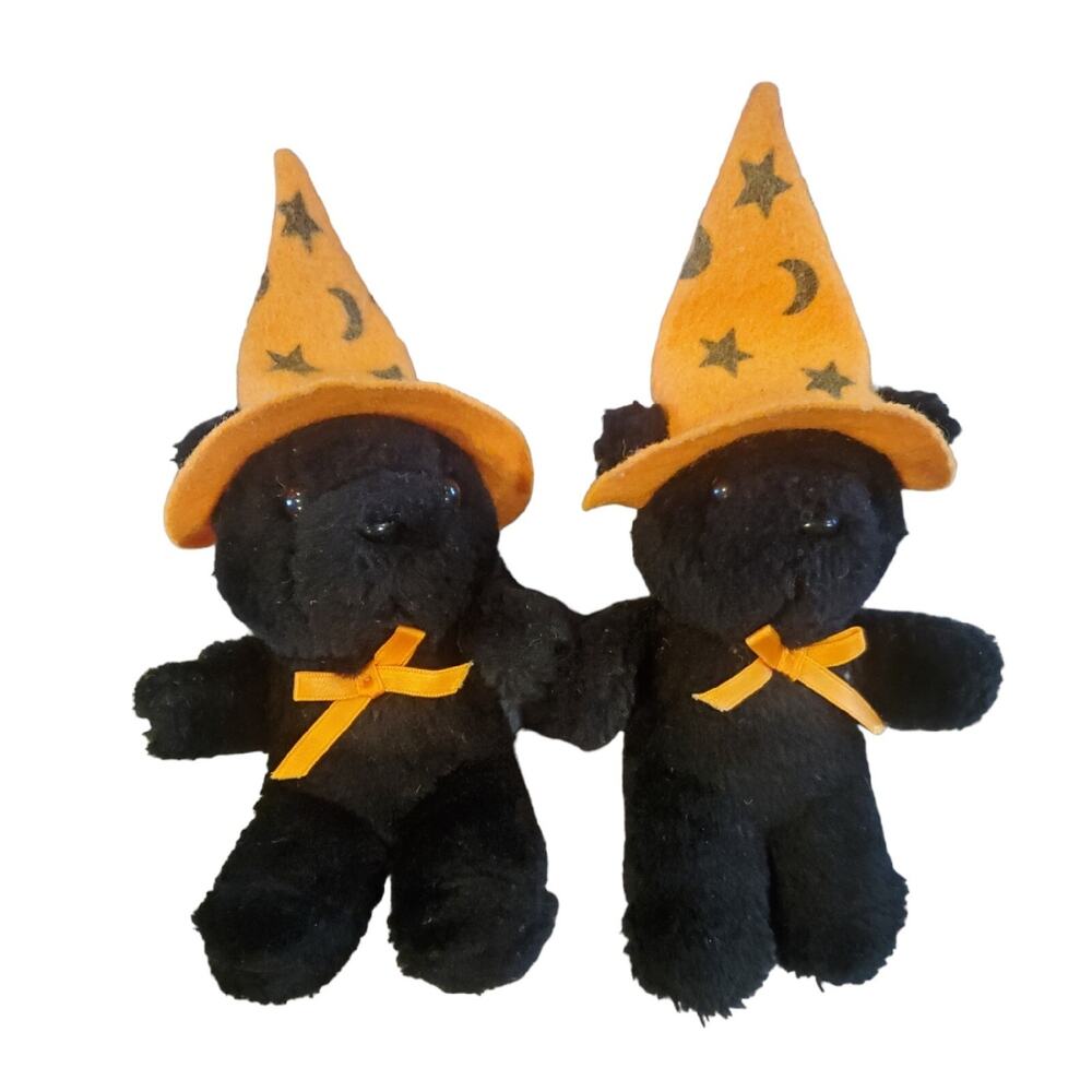 Vintage Halloween Plush Applause by Russ Stuffed Animal Witch Bears 1987
